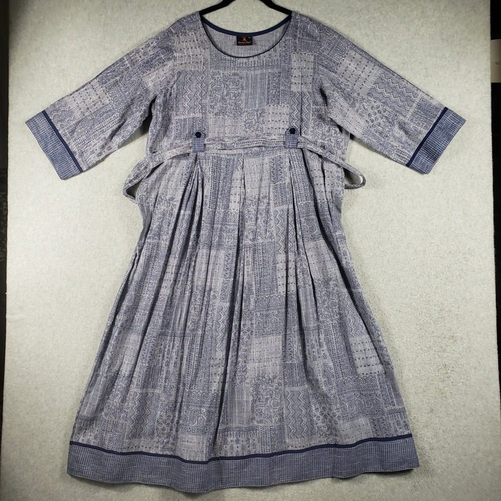 Dummy Shape Blue Patchwork Belted Midi Dress Xxl … - image 2